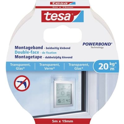 tesa GLASS 77741-00000-00 Montagetape tesa Powerbond Transparant (l x b) 5 m x 19 mm 1 stuk(s)