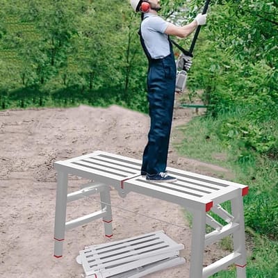 Verstelbare Steiger - Werkplatform Ladder - Huizen Schilderen - Opvouwbaar Ontwerp - Tot 140cm Hoog - Zilver