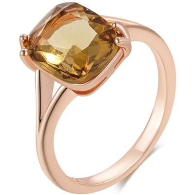 Mode Vierkante Lichtbruine Natuurlijke Zirconia Ring Voor Vrouwen Eenvoudig Roségoud Kleur Hoge Kwaliteit Bruids Trouw Sieraden 7 beige