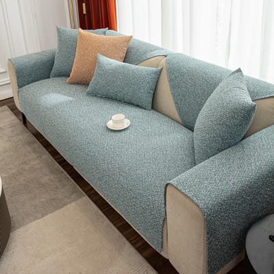 Linnen Woonkamer Bankovertrek Vier Seizoenen Universeel Antislip Modern Eenvoudig Effen Kleur Kussen Doek Handdoek Ademende Rugleuningovertrek 70x70cm 1pcs