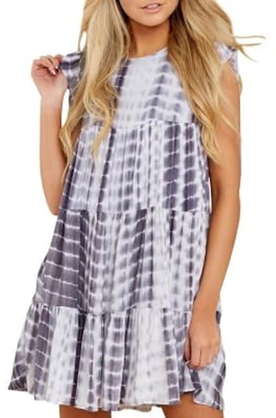 Dailygoods- Mini-jurk casual - Mouwloos - Ruches - Ronde hals - Vloeiend - Ademend materiaal - Ideaal voor dagelijks gebruik - Zomerjurk