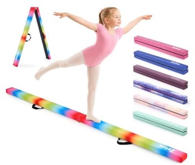 Gymnastiekbalk - Evenwichtsbalk Vloerbalk - Thuis trainen - Opvouwbaar met handgrepen - 244 cm - Kleurrijk