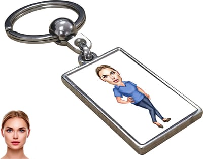 Moeder Karikatuur - Karikatuur Sleutelhanger met Jouw Foto - Sleutelhanger - Cadeau - Verjaardag - Kerst - Kado - Valentijn - Moederdag - Moederdag cadeautje - Moederdag cadeau voor mama - Gepersonaliseerd Cadeau
