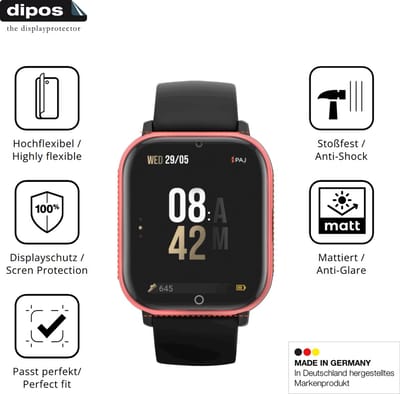 dipos FLEX – 2x Matte Screenprotector geschikt voor PAJ GPS Tracker Kids Smartwatch | Volledige Schermbescherming | Case-Friendly