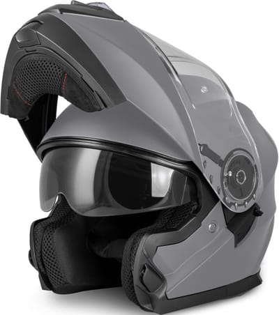 VINZ Santos Systeemhelm Zonnevizier - Scooterhelm & Motorhelm & Brommerhelm - ECE 22.06 - Mat Titanium - S