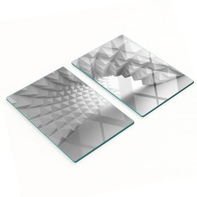 Set van twee glazen keukenplanken met abstracte tunnelvorm, 2x40x52 cm