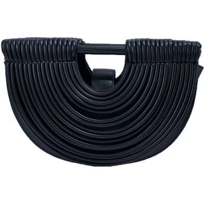 Handgemaakt van Bamboe voor Dames, Bamboe Tassen, Strandtassen, Semi-ronde Geweven Bamboe Tassen, Bamboe Knoop Tassen, Dumpling Tassen, Crossbody Tassen zwart
