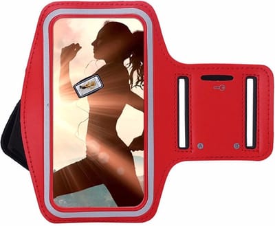 Hardloop telefoonhouder - Sportarmband S24, A54, A25, A05s, 15 Pro Max, 14, 13, 12 Hoesje - Hardloop Armband - Loopband - Rood