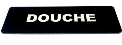 Deurbordje met tekst Douche - 150 x 50 mm (incl. dubbelzijdige tape) - zwart / wit | Geborstelde RVS-look toplaag | Gratis Verzending