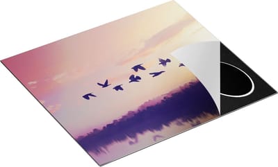 Chefcare Inductie Beschermer Silhouet Vogels tijdens Zonsondergang - 60x50 cm - Afdekplaat Inductie - Kookplaat Beschermer - Inductie Mat