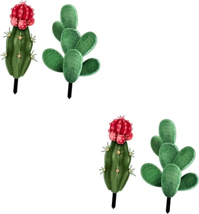 Milisten 2 Sets Decoratieve Cactus Stake Van Acryl Levendige Tuinornamenten Voor Buiten Gemakkelijk Te Plaatsen De Voor Bloembedden Feesten 2 * 2