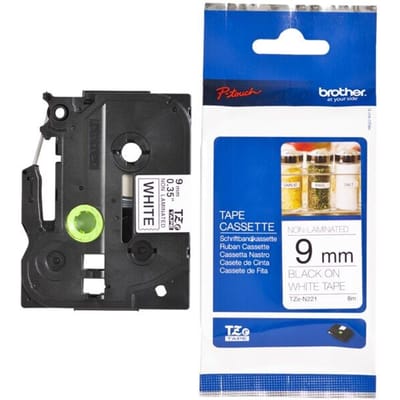 Brother TZe-N221 Labeltape ongelamineerd Kunststof Tapekleur: Wit Tekstkleur: Zwart 9 mm 8 m