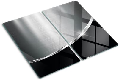 Tulup Glazen Snijplank - Zilver Textuur UV Gelaagd Glas Serveerplank - SET van 2 STUKS 30 x 52 cm - Snijplanken van Glas-Snijplanken Glas-Serveerplanken van glas-Anti-Slip Snijplanken-Keukenbenodigdheden