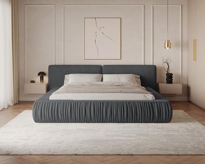 Gestoffeerd Bed 08 met Opbergruimte en Houten Lattenbodem 140x200 cm - Donkergrijs (Riviera 97)