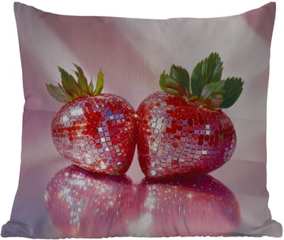 Sierkussen Buiten - Disco - Fruit - Glitter - Strawberry - 60x60 cm - Weerbestendig