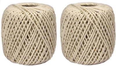 Pakket van 2x stuks bolletje huishoud/hobby/handig canvas touw van 35 meter per rol - Klussen/tuin/huis