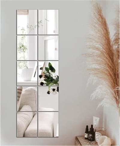 Frameless HD Glazen Wandspiegels 15x23cm - Zelfklevende Spiegels voor Badkamer en Woonkamer Decoratie, Volledige Lengte Spiegels voor Muurdecoratie