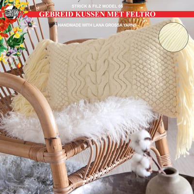 Breipakket gevilt kussen met Feltro-garen model 5 van Lana Grossa Strick & Filz nr. 14-cream