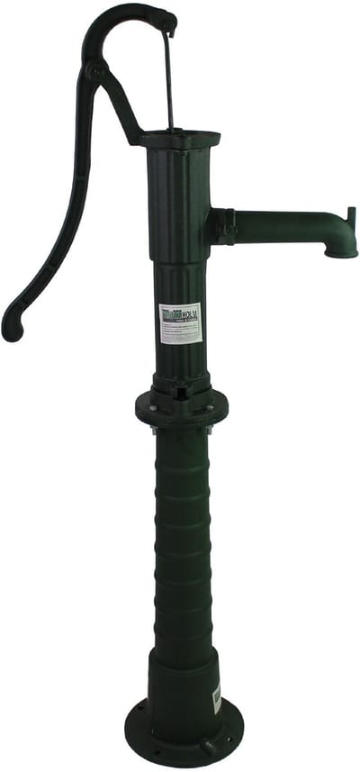 TRUTZHOLM - Gietijzeren Handzwengelpomp + Pompstandaard Set - Klassieke Traditionele Zwenkpomp - Complete Tuinpomp Set Groen