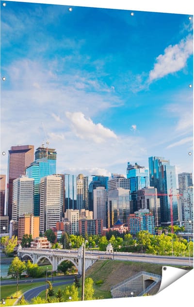Gards Tuinposter Skyline Calgary Stad in Canada - 120x160 cm - Tuindoek - Tuindecoratie - Wanddecoratie buiten - Tuinschilderij