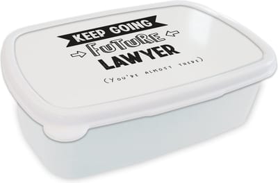 Broodtrommel Wit - Lunchbox - Brooddoos - Advocaat - Rechten - Studeren - Spreuken - 18x12x6 cm - Volwassenen