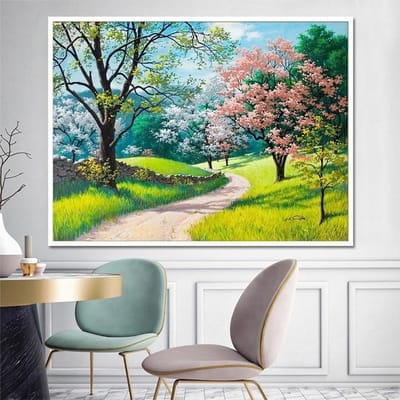 Landschap Diamant Schilderij Lente Landschap Foto DIY 5D Handgemaakte Volledige Ronde Diamant Borduren 20X30CM