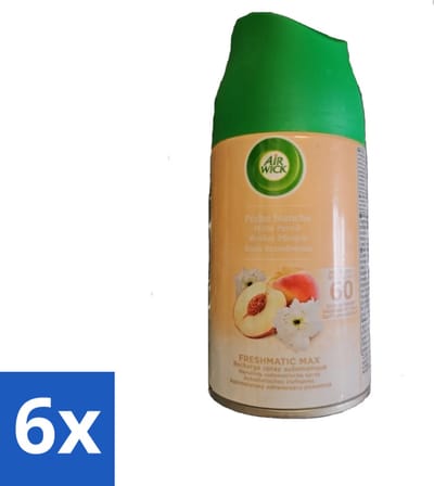 6 x Air Wick - Luchtverfrisser Navulling - Witte Perzik - Automatische Spray - 250 ml - Air Wick Freshmatic - Witte Perzik - Geurverspreiding - Automatische Spray - Navulling