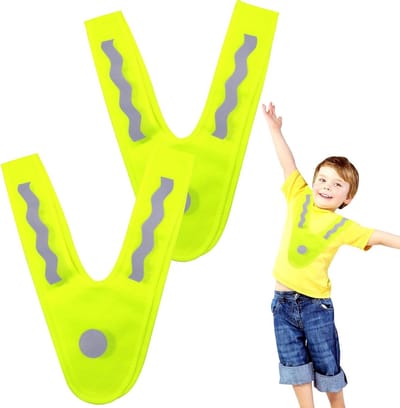 2 Stuks Reflecterende Veiligheidsvesten voor Kinderen - Neon Geel, Verstelbaar, Ideaal voor Hardlopen, Fietsen en Wandelen met Reflecterende Strepen