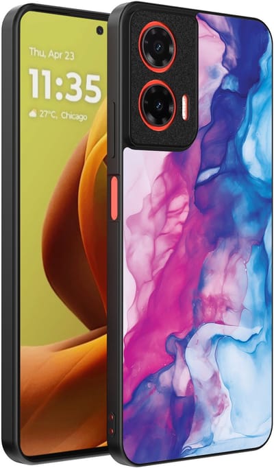 Smartphonica Telefoonhoesje Geschikt voor Motorola Moto G85 / Motorola Edge 50 Fusion met Roze Blauw Marmer Opdruk - TPU Backcover Case Rose Blue Marble Design geschikt voor Motorola Edge 50 Fusion;Motorola Moto G85
