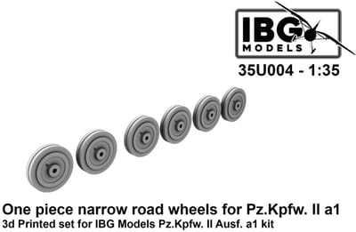 IBG Models Modelbouwpakket - 35U004 Eendelige Smalle Loopwielen voor Pz.Kpfw. II Ausf. A1 - 3D-geprinte Set voor IBG Modellen Resin onderdeel - 1:35 - Modelbouw