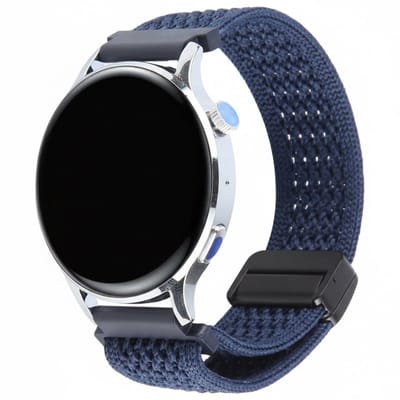 Nylon bandje - geschikt voor Garmin Venu 2s / 3s / 4 (41mm) / Vivoactive 4s / Forerunner 255s / 265s - Huawei Watch GT 5 Pro - 42mm / GT 6 / GT 5 / GT 4 - 41mm - donkerblauw