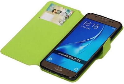 Cross Pattern TPU Bookstyle Hoesje - Wallet Case Telefoonhoesje - Geschikt voor Samsung Galaxy J7 (2016) Groen