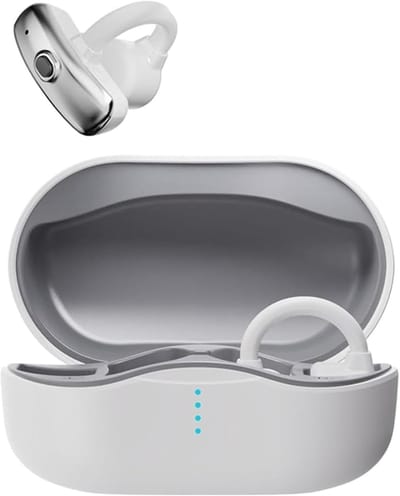 Bone Conduction Bluetooth Oortelefoon TWS Open Oor Clip Draadloze Hoofdtelefoon met Microfoon Sport Headsets voor Alle Telefoon (Wit)