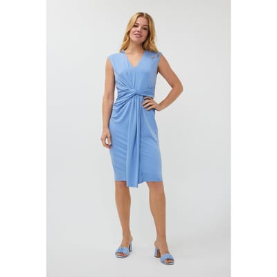 EsQualo Dress Slv/lss Waist Detail Blue Maat: 34 | Midi Jurken Outlet | Dames | Blauw