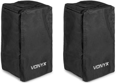 Set van 2 Vonyx SCVD15 speaker beschermhoezen voor VD715 speakers - Met afsluitbare flappen - Zwart