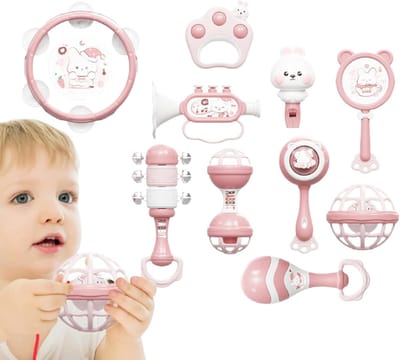 Muziekinstrumenten Peuterset - Kindermuziek Speelgoed - Vroeg Leren Muziek - Interactieve Ontwikkeling - 24.9 x 20.6 x 12.6 cm - Roze