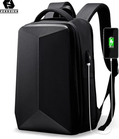FENRUIEN® Anti-Diefstal Rugtas - 15.6 Inch Laptop - Met Slotfunctie - Tas voor School/Werk/Reizen - USB Aansluiting - Waterbestendig - Multifunctioneel - Zwart