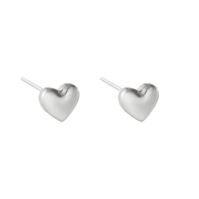 Oorbellen Zilver - Oorknop - Yehwang - Bold Heart - RVS