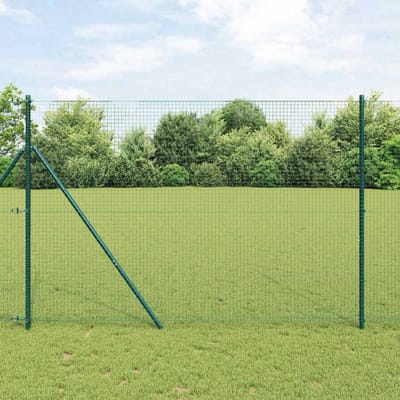 vidaXL - gelast - draadhek - met - grondbevestiging - 10 - x - 1,5 - m - Groen - Mesh