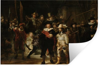 Muurstickers - Sticker Folie - De Nachtwacht - Kunst - Oude meesters - Rembrandt - 30x20 cm - Plakfolie - Muurstickers Kinderkamer - Zelfklevend Behang - Zelfklevend behangpapier - Stickerfolie