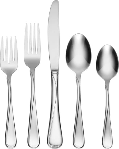 Mes-, lepel- en vorkset - roestvrij staal - spiegelgepolijst - vaatwasmachinebestendig - tafelmes - tafellepel - tafelvork - dessertlepel - dessertvork - 5-delige set