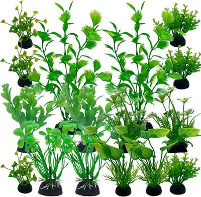 16 Stuks Kunstplanten voor Aquarium - Decoratieve Waterplanten voor Visbak en Onderwaterlandschap