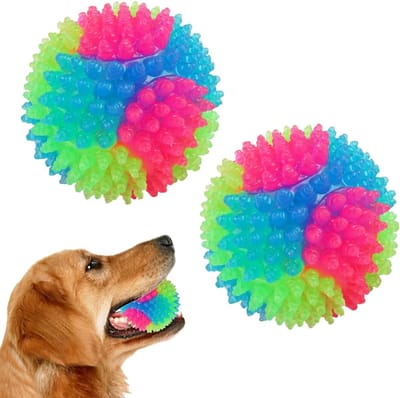 2 piezas Groot Oplichtende hondenballen Knipperende Elastische Bal Glow in the Dark Interactief huisdierenspeelgoed voor puppy, katten, honden voor Golden Retriever, Labrador, Grote Honden-2 palline da pugnalata