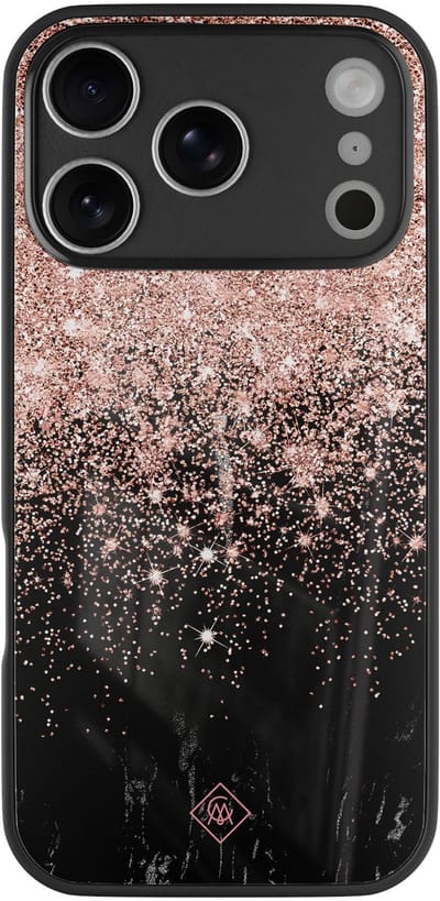 Casimoda® hoesje - Geschikt voor iPhone 17 Pro - Marmer Twist - Luxe Hard Case Zwart - Backcover telefoonhoesje - Rosekleurig