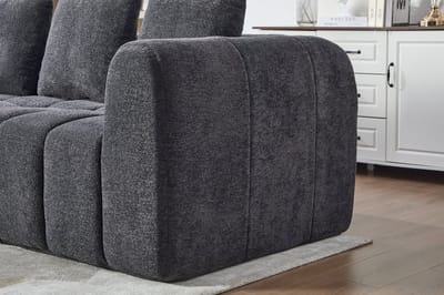 MIVRAY Hoekbank 260 Cm - Modulaire 2-Delige Diepzitbank Voor Woonkamer - Stoffen Bekleding Met Armleuningen - Donkergrijs