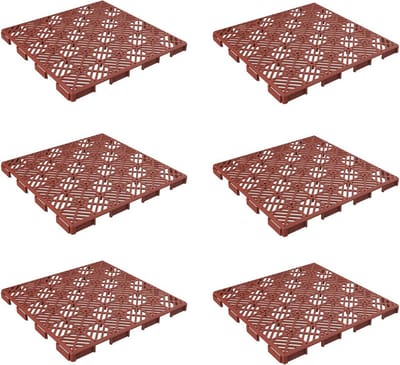 6x Terrastegels Binnen/Buiten Terracotta In elkaar grijpend - Flexibele Vloertegels voor Tuin en Garage