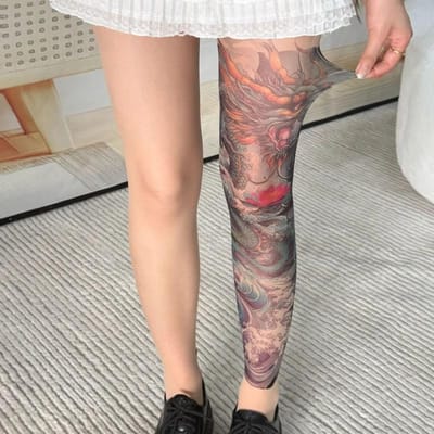 Y2K Harajuku Stijl Kous Sexy Dames Lingerie Kant Visnet Panty's Schoonheid Been Vintage Tatoeage Hoge Panty Dames Kousen One Size beige