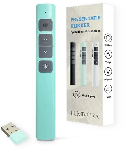 Lumivéra® - Presentatie Klikker - Draadloze Presenter Voor Presentatie - Usb - Pointer - Afstandbediening Met Laser - Groen