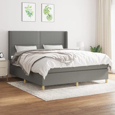 vidaXL - Boxspring - met - matras - stof - donkergrijs - 180x200 - cm