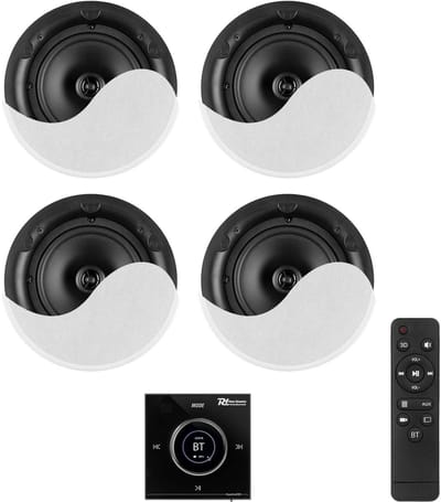 Power Dynamics Powerline B100BSet inbouw versterker met 4 plafondspeakers - 6.5 inch - 4x 25W